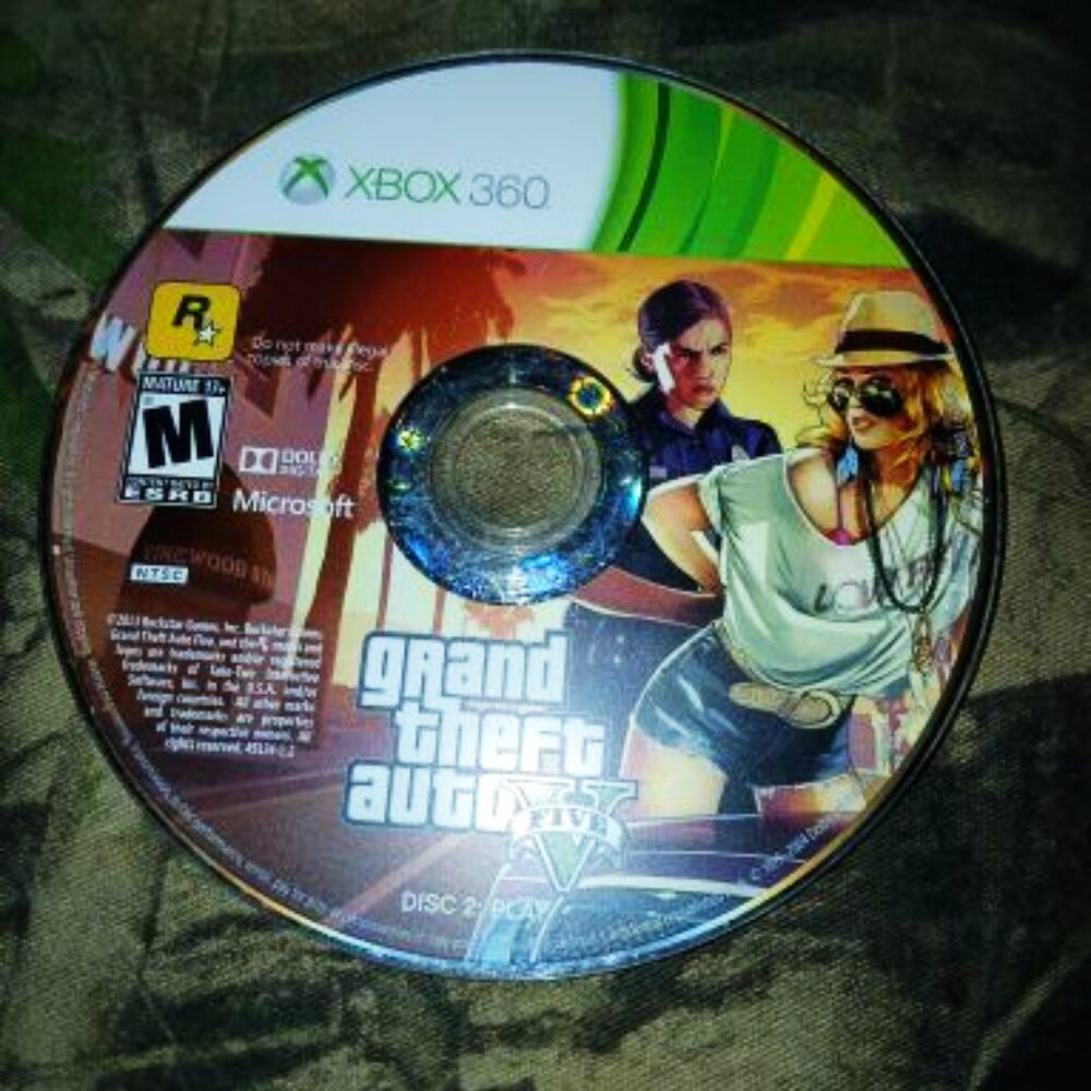 MICROSOFT XBOX 360 GTAV GRAND THEFT AUTO V 5 VIDEO GAME DISK #2 ONLY